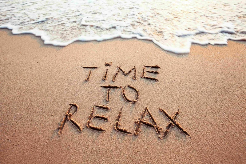 Time to relax text on the beach in Salt Lake City, UT | Santosh Yoga Institute