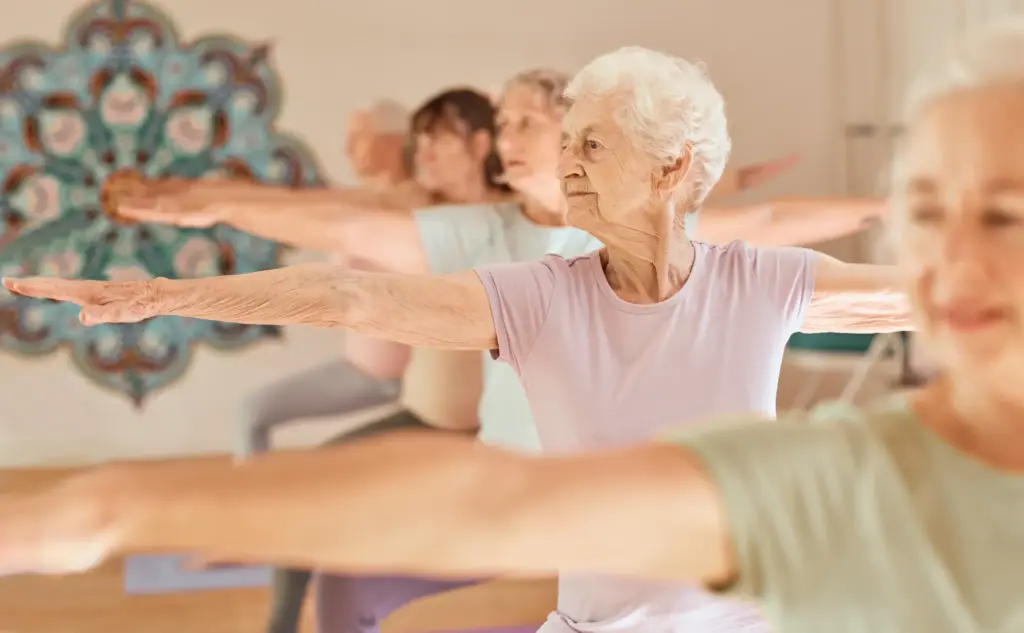 Group of old people doing exercise in Salt Lake City, UT | Santosh Yoga Institute