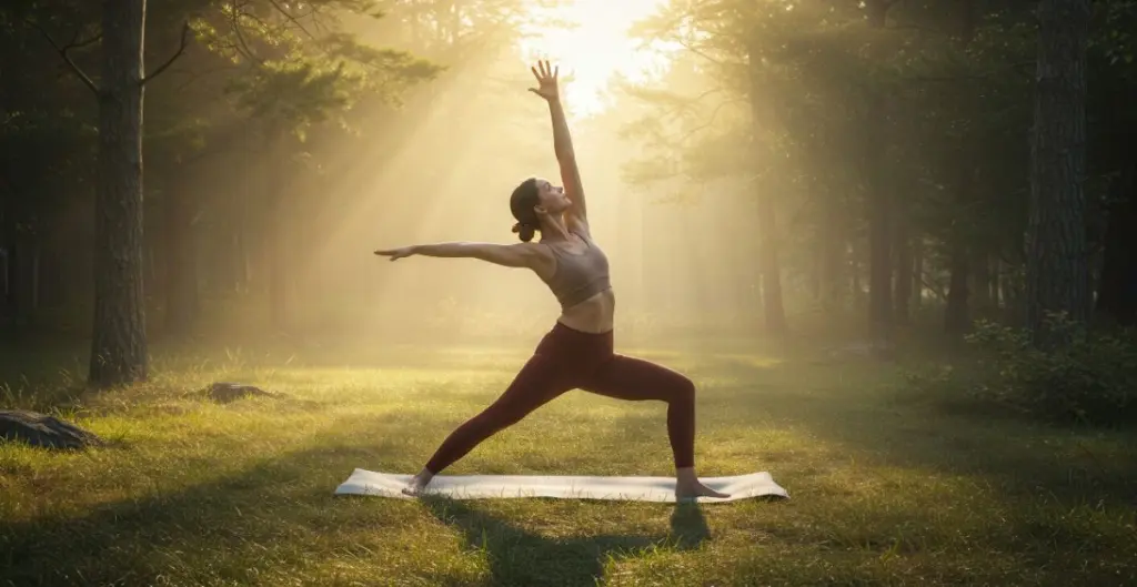 Virabhadrasana (Warrior Pose) in Yoga by Santosh Yoga Institute